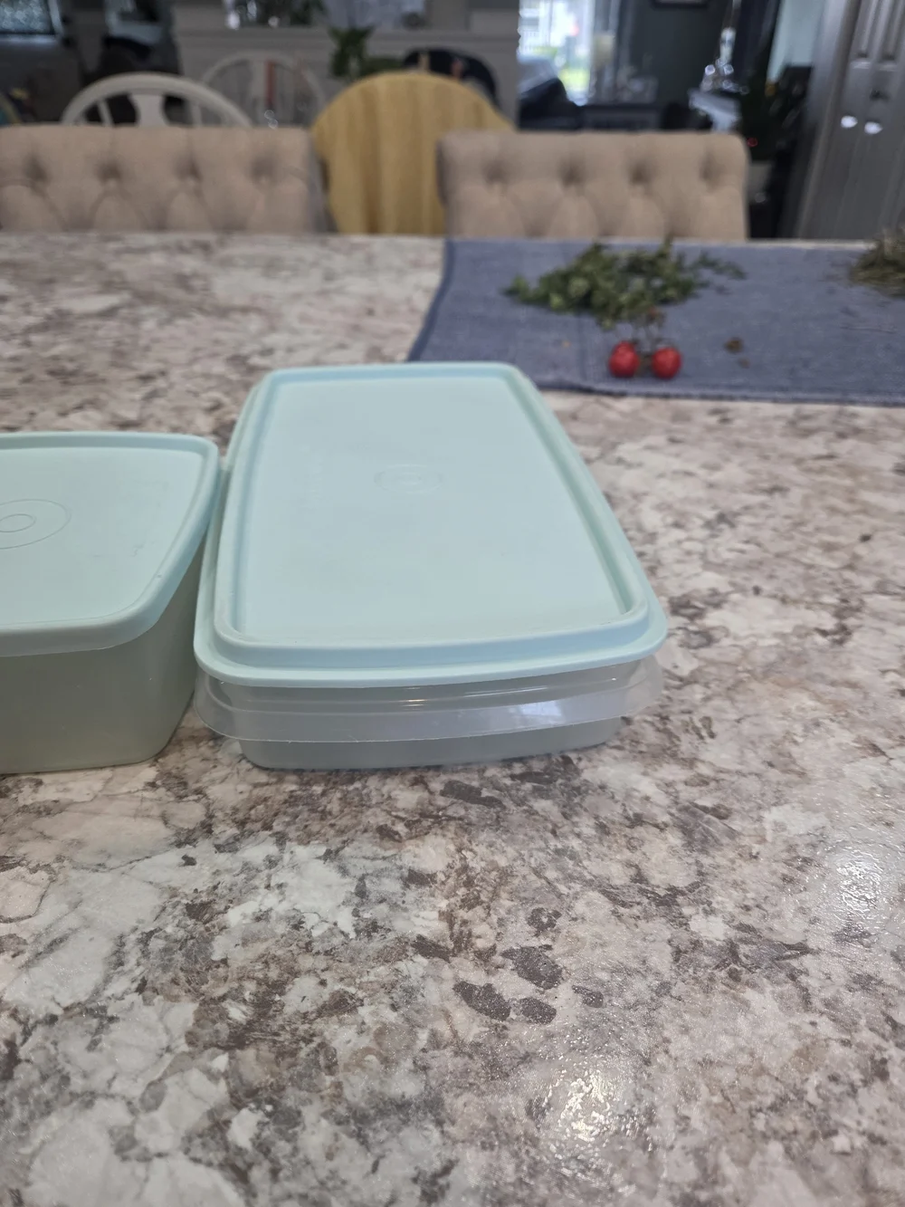 S/5 Vintage Aqua Tupperware Square A Way Large/Small Sandwich/Deli Meat Keeper